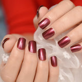 Pure Color Nails UV Polish Oval Faux Nails Light Taro Purple Glossy Nail Artificial Tips with Gluetabs 24pcs