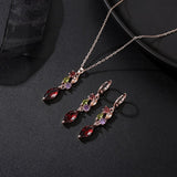 Cubic Zirconia Pendant Necklace Earrings Set for Women Elegant Jewelry Set Valentine Gifts