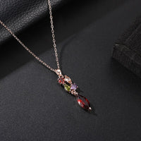 Cubic Zirconia Pendant Necklace Earrings Set for Women Elegant Jewelry Set Valentine Gifts