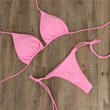 2Pcs Sexy Women Swimwear Bikini Set Bra Tie Side G-String Thong Beach Triangle Suit Swimsuit Bathing