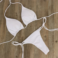 2Pcs Sexy Women Swimwear Bikini Set Bra Tie Side G-String Thong Beach Triangle Suit Swimsuit Bathing