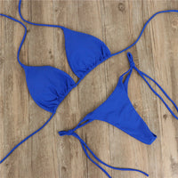 2Pcs Sexy Women Swimwear Bikini Set Bra Tie Side G-String Thong Beach Triangle Suit Swimsuit Bathing