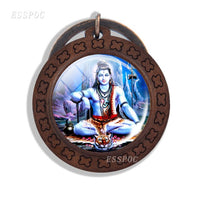 Indian God Shiva Keychain Wooden Indian Religious Amulet Pendant Handmade Accessories Gift for Friends