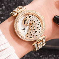 Women Quartz Watch Bling Casual Ladies Watch Female Quartz Gold Watch Crystal Leopard for Women Clock