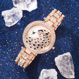 Women Quartz Watch Bling Casual Ladies Watch Female Quartz Gold Watch Crystal Leopard for Women Clock