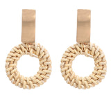 Bohemia Statement Earrings for Women Handmade Natural Wooden Long Earring Wedding Bridal