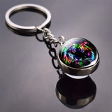 Tiger Keychain Animal Tiger Picture Glass Ball Keychain Double Side Cabochon Glass Pendant Metal Keyring Tiger Jewelry for Men