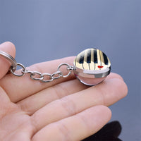 Piano Keychain Music Instruments Cleft Picture Glass Ball Key Chains Guitar Clarinet Flute Violin Pendant Keyring