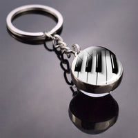 Piano Keychain Music Instruments Cleft Picture Glass Ball Key Chains Guitar Clarinet Flute Violin Pendant Keyring