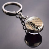 Piano Keychain Music Instruments Cleft Picture Glass Ball Key Chains Guitar Clarinet Flute Violin Pendant Keyring