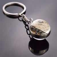 Piano Keychain Music Instruments Cleft Picture Glass Ball Key Chains Guitar Clarinet Flute Violin Pendant Keyring