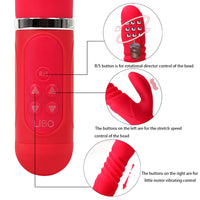Dildo Vibrator Telescopic 360 Degrees Rotation G-spot Massage Rabbit Vibrator for Woman Transfer Beads AV Wand