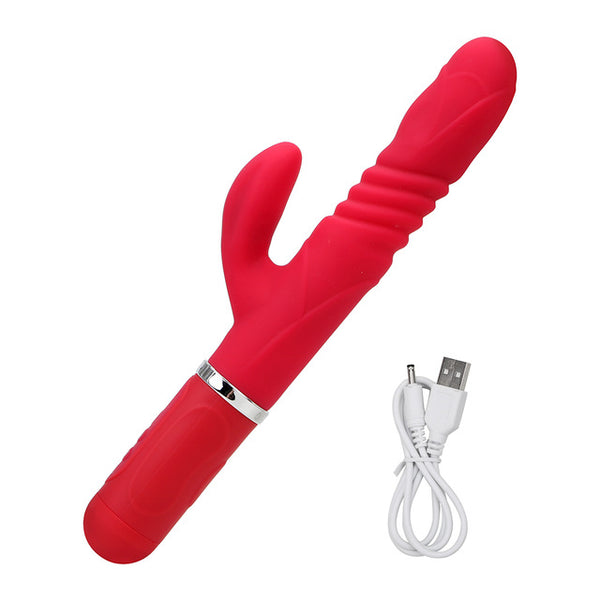 Dildo Vibrator Telescopic 360 Degrees Rotation G-spot Massage Rabbit Vibrator for Woman Transfer Beads AV Wand