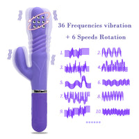 Dildo Vibrator Telescopic 360 Degrees Rotation G-spot Massage Rabbit Vibrator for Woman Transfer Beads AV Wand
