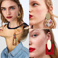 Geometric Women's Earrings Bohemian Metal Earrings Retro Exaggerated Handmade Statement Long Earrings