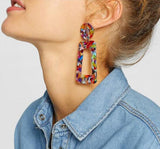 Geometric Women's Earrings Bohemian Metal Earrings Retro Exaggerated Handmade Statement Long Earrings