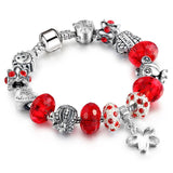 Silver Clock Crown Bracelets for Women Crystal Flower Bracelet Charm Jewelry Bracelet Female