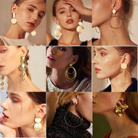 Golden Statement Earrings for Women Big Long Drop Earring Hanging Christmas Gifts