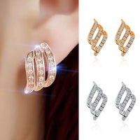 Crystal Flower Stud Earrings for Women Gold Silver Rhinestones Earrings Gift