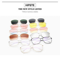 Cat Eye Sunglasses Women Classic Flat Lens Clear Sun Glasses Female Male Small Metal Frame Square