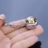 Japanese Lucky Cat Keychain Japanese Doll Picture Glass Ball Key Chain Lucky for Men for Women Christmas Gifts for Kids