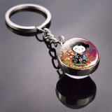 Japanese Lucky Cat Keychain Japanese Doll Picture Glass Ball Key Chain Lucky for Men for Women Christmas Gifts for Kids