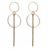 Gold Silver Plated Geometric Long Circle Earrings for Women Big Hollow Drop Earrings