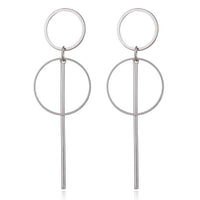 Gold Silver Plated Geometric Long Circle Earrings for Women Big Hollow Drop Earrings