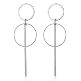 Gold Silver Plated Geometric Long Circle Earrings for Women Big Hollow Drop Earrings