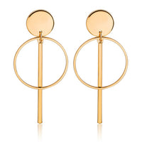 Gold Silver Plated Geometric Long Circle Earrings for Women Big Hollow Drop Earrings