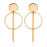 Gold Silver Plated Geometric Long Circle Earrings for Women Big Hollow Drop Earrings