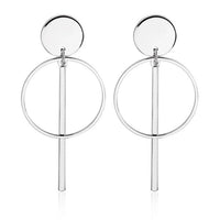 Gold Silver Plated Geometric Long Circle Earrings for Women Big Hollow Drop Earrings