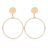 Gold Silver Plated Geometric Long Circle Earrings for Women Big Hollow Drop Earrings