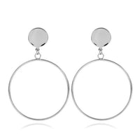 Gold Silver Plated Geometric Long Circle Earrings for Women Big Hollow Drop Earrings