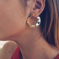 Gold Silver Plated Geometric Long Circle Earrings for Women Big Hollow Drop Earrings