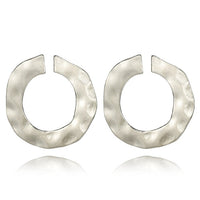 Gold Silver Plated Geometric Long Circle Earrings for Women Big Hollow Drop Earrings