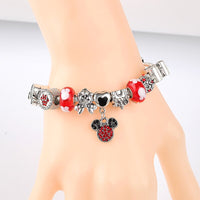 Hot Mickey Minnie Charm Bracelets Bangles for Women Silver Castle Bracelet Jewellery Mouse Star DIY Bracelet