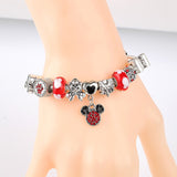 Hot Mickey Minnie Charm Bracelets Bangles for Women Silver Castle Bracelet Jewellery Mouse Star DIY Bracelet