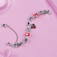 Hot Mickey Minnie Charm Bracelets Bangles for Women Silver Castle Bracelet Jewellery Mouse Star DIY Bracelet