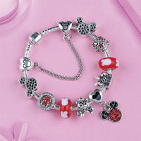 Hot Mickey Minnie Charm Bracelets Bangles for Women Silver Castle Bracelet Jewellery Mouse Star DIY Bracelet