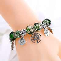 Green Tree of Life Bracelets Bangles for Women Charm Flower Bracelets  Jewelry Handmade DIY Bracelet