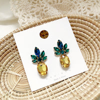 Crystal Pineapple Shaped Stud Earrings for Women Puck Earrings