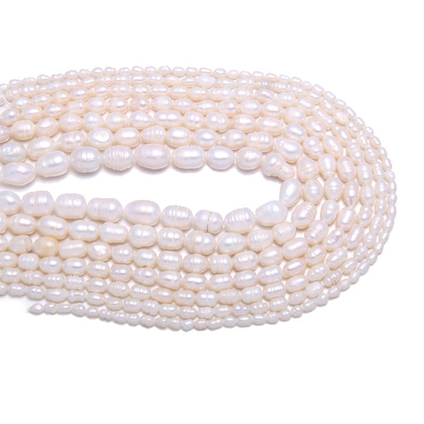 Natural Freshwater Pearl Beads High Quality 34cm Rice Shape Punch Loose Beads for DIY Elegant Necklace Bracelet Jewelry Making