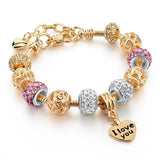 Purple Crystal Beads Bracelets Women Gold Charm Bracelets Bangles Diy Jewellery Bracelet