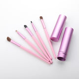 5Pcs Travel Makeup Brushset Portable Aluminum Tube Mini Eye Brush Eyeliner Eyeshadow Somked Make Up Brushes Set