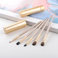 5Pcs Travel Makeup Brushset Portable Aluminum Tube Mini Eye Brush Eyeliner Eyeshadow Somked Make Up Brushes Set