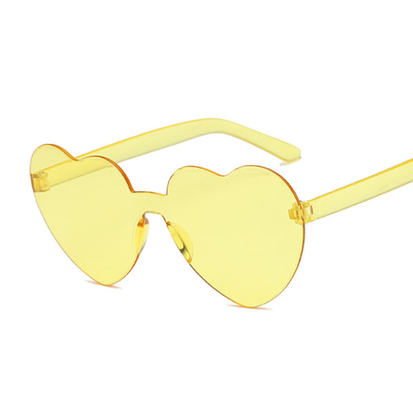 Love Heart Rimless Sunglasses Women Sun Glasses Female Eyewear Candy Color