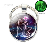 Luminous 12 Zodiac Signs Keychain Constellation Key Chain Leo Libra Virgo Sagittarius Zodiac Jewelry Birthday Gifts Dropshipping