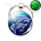 Luminous 12 Zodiac Signs Keychain Constellation Key Chain Leo Libra Virgo Sagittarius Zodiac Jewelry Birthday Gifts Dropshipping