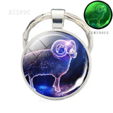 Luminous 12 Zodiac Signs Keychain Constellation Key Chain Leo Libra Virgo Sagittarius Zodiac Jewelry Birthday Gifts Dropshipping